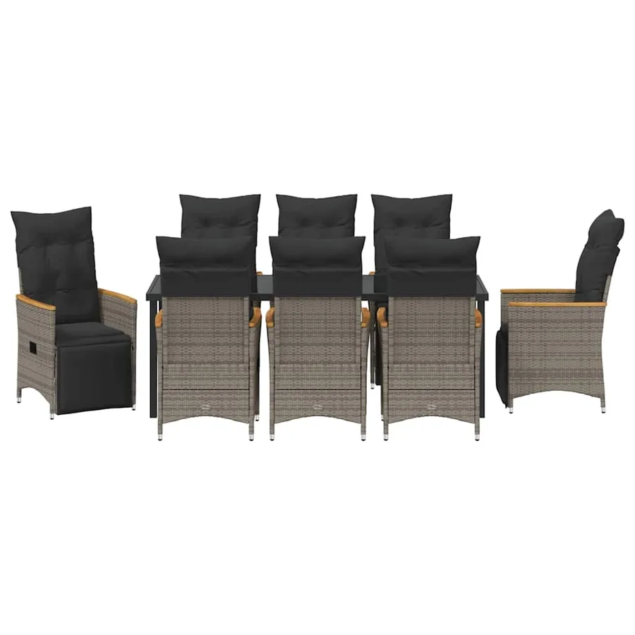 Ensemble de salle à manger pour jardin 9 pcs Gris polyrotin - 7