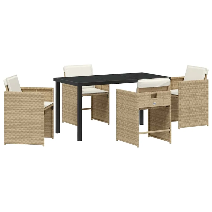 Ensemble de salle à manger pour jardin 5 pcs Beige polyrotin - 2