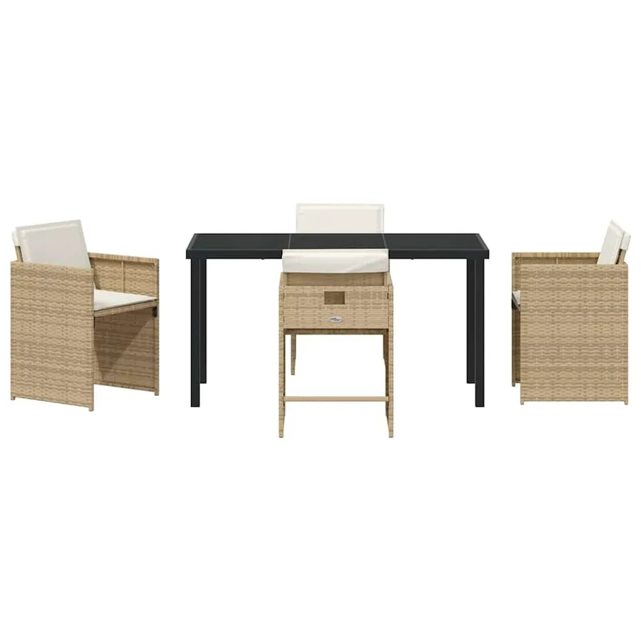 Ensemble de salle à manger pour jardin 5 pcs Beige polyrotin - 7