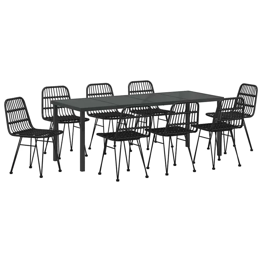 Ensemble de salle à manger pour jardin 9 pcs Noir - 2
