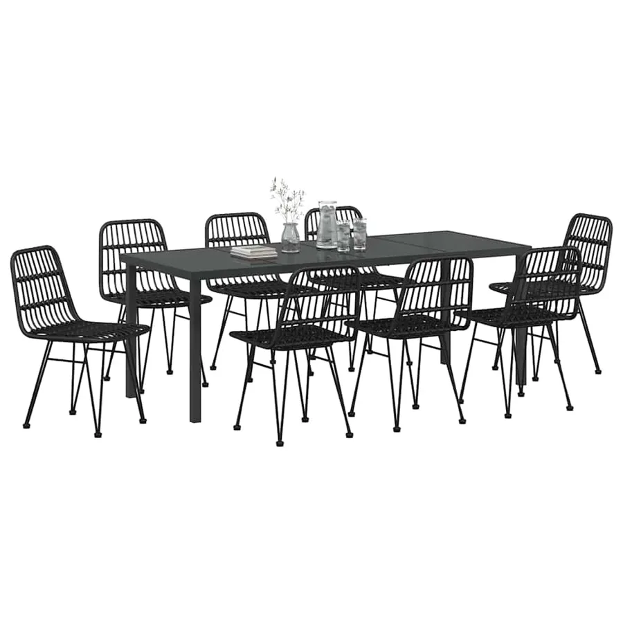 Ensemble de salle à manger pour jardin 9 pcs Noir - 3
