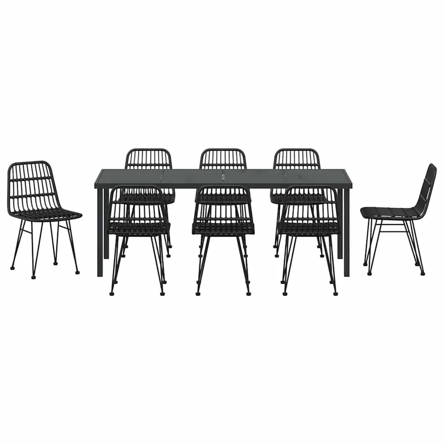 Ensemble de salle à manger pour jardin 9 pcs Noir - 7