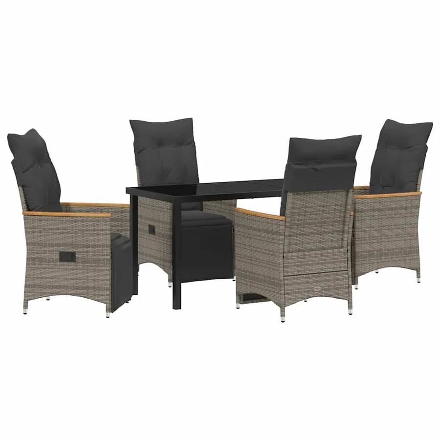 Ensemble de salle à manger pour jardin 5 pcs Gris polyrotin - 2