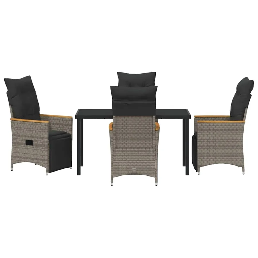 Ensemble de salle à manger pour jardin 5 pcs Gris polyrotin - 7