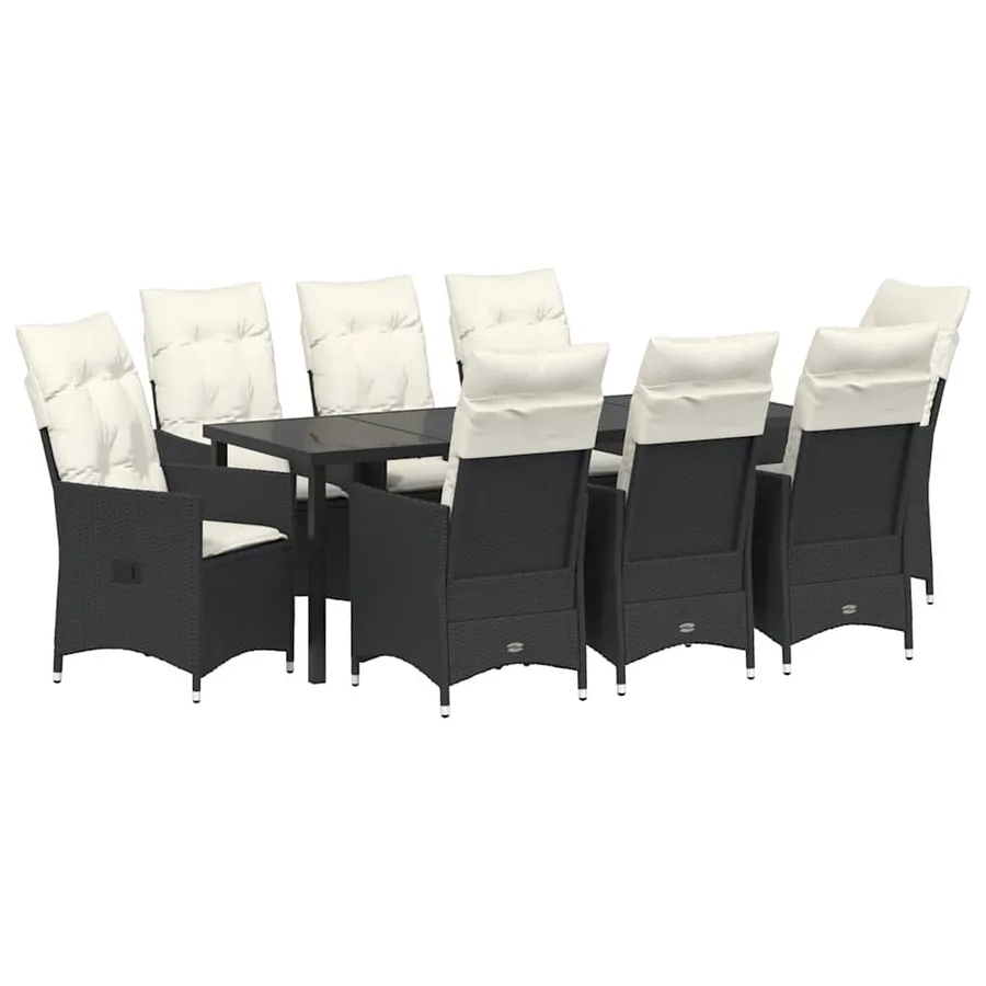 Ensemble de salle à manger pour jardin 9 pcs Noir polyrotin - 2