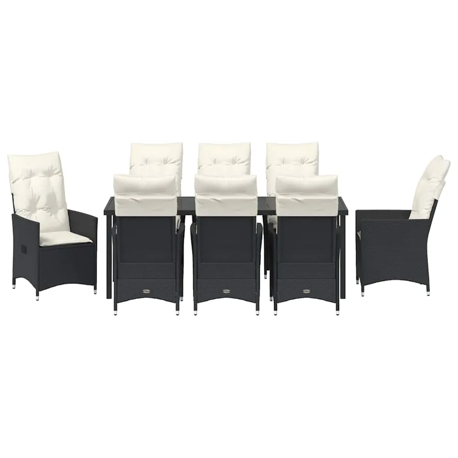 Ensemble de salle à manger pour jardin 9 pcs Noir polyrotin - 7