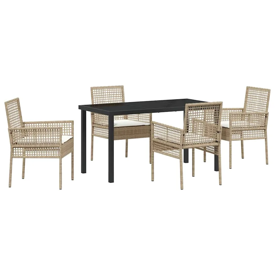 Ensemble de salle à manger pour jardin 5 pcs Beige polyrotin - 2