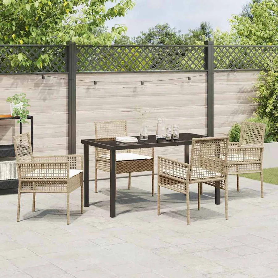 Ensemble de salle à manger pour jardin 5 pcs Beige polyrotin - 4