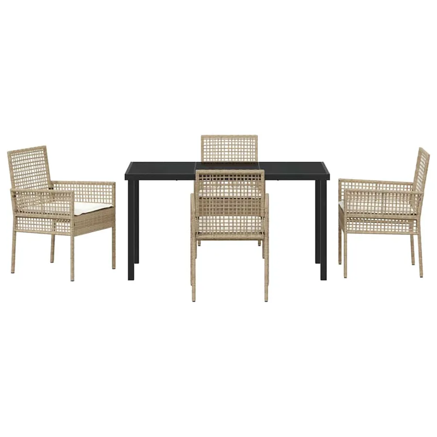 Ensemble de salle à manger pour jardin 5 pcs Beige polyrotin - 7