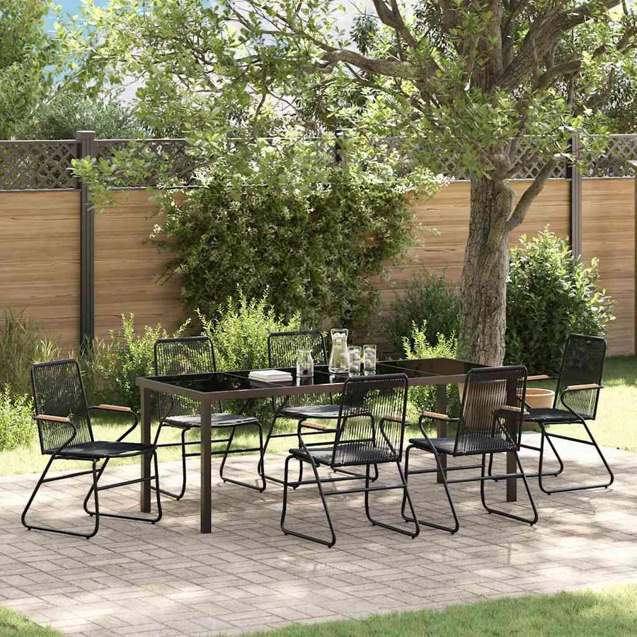 Ensemble de salle à manger pour jardin 7 pcs Noir