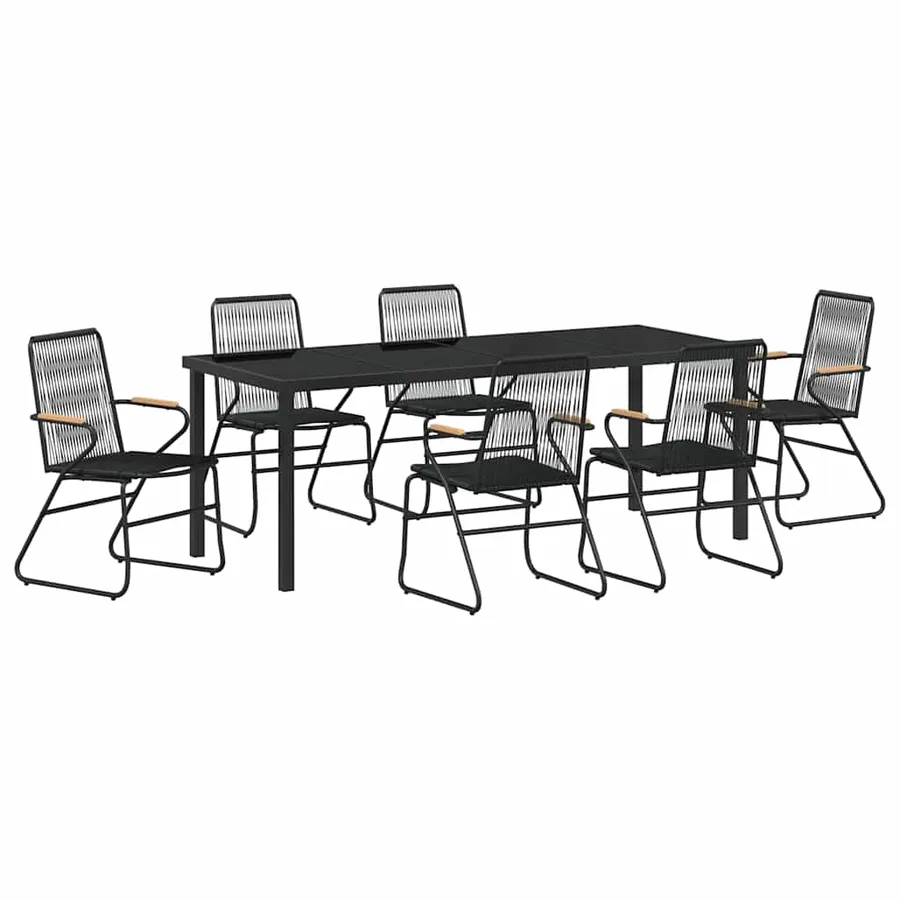 Ensemble de salle à manger pour jardin 7 pcs Noir - 2