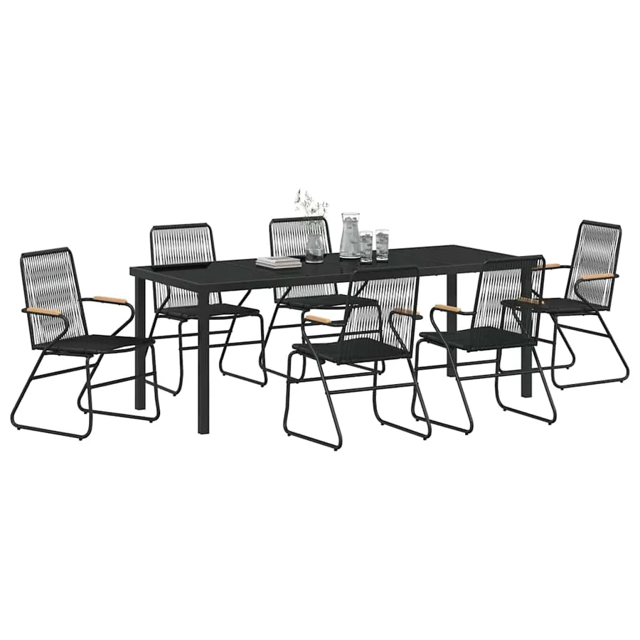 Ensemble de salle à manger pour jardin 7 pcs Noir - 3
