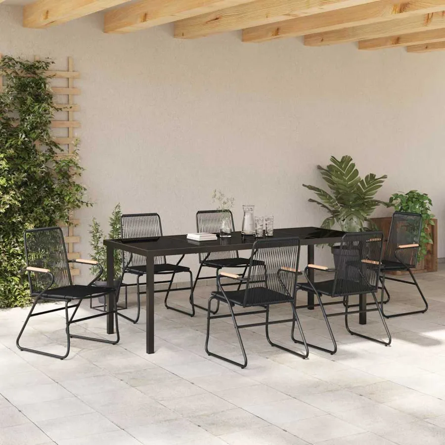 Ensemble de salle à manger pour jardin 7 pcs Noir - 4