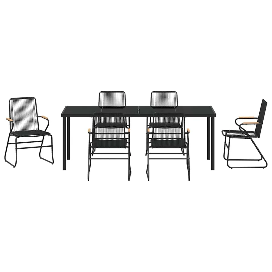 Ensemble de salle à manger pour jardin 7 pcs Noir - 7