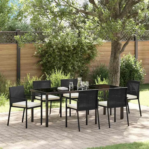 Ensemble de salle à manger pour jardin 7 pcs Noir