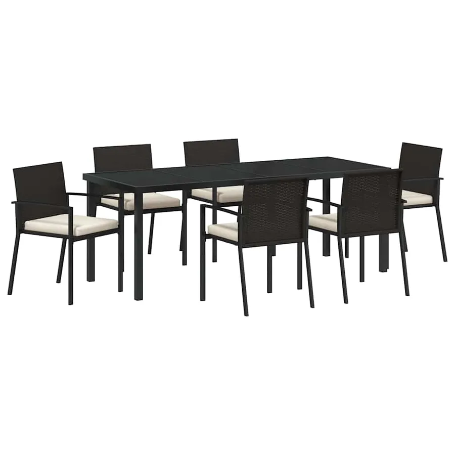 Ensemble de salle à manger pour jardin 7 pcs Noir - 2