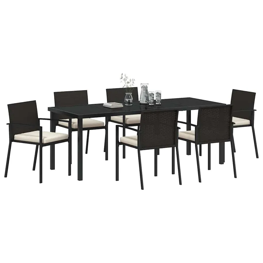 Ensemble de salle à manger pour jardin 7 pcs Noir - 3