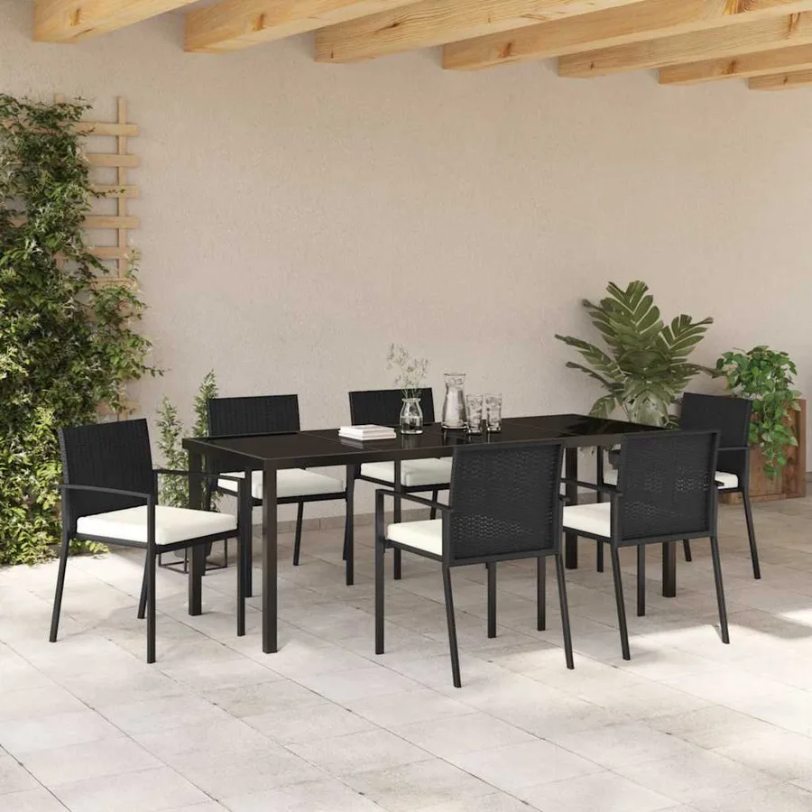 Ensemble de salle à manger pour jardin 7 pcs Noir - 4