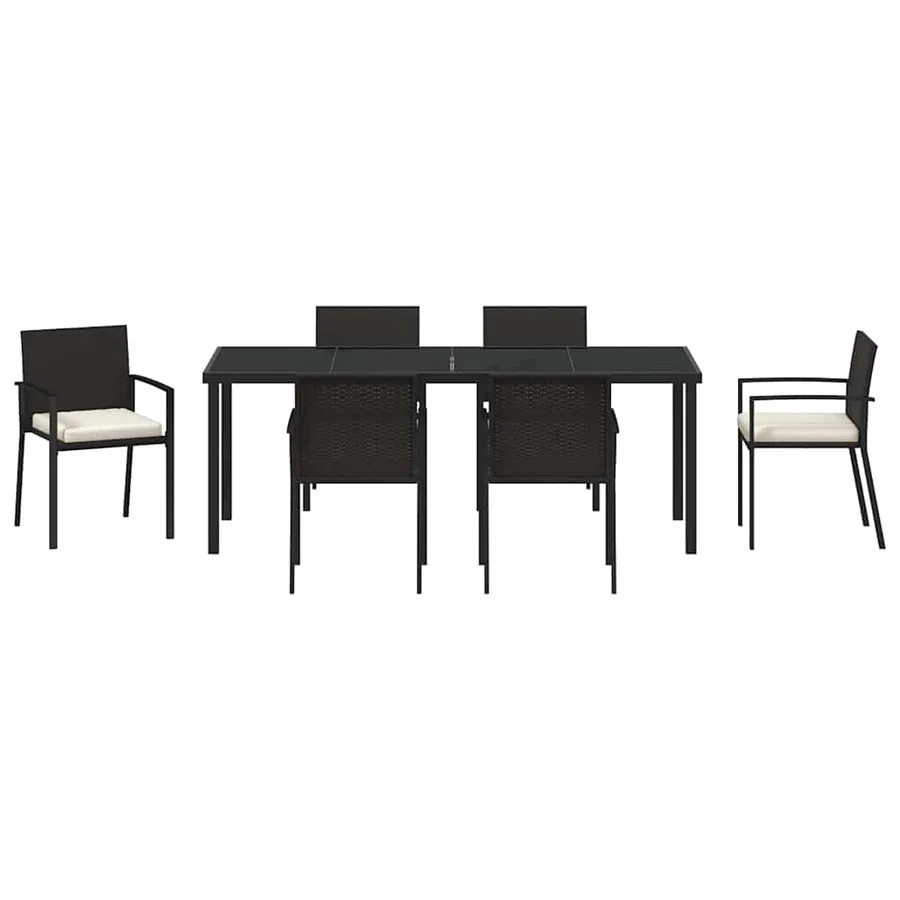 Ensemble de salle à manger pour jardin 7 pcs Noir - 7