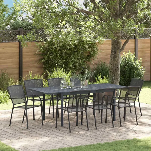 Ensemble de salle à manger pour jardin 9 pcs Anthracite Acier