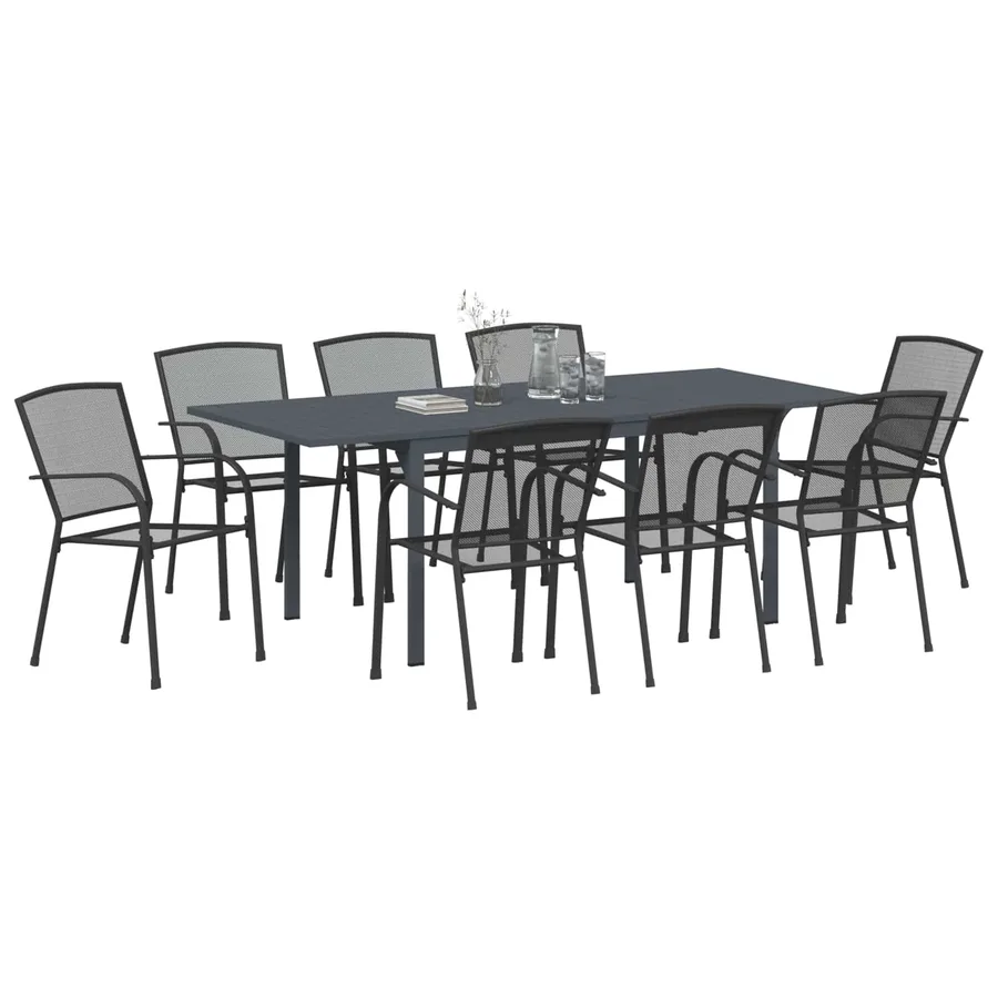 Ensemble de salle à manger pour jardin 9 pcs Anthracite Acier - 3