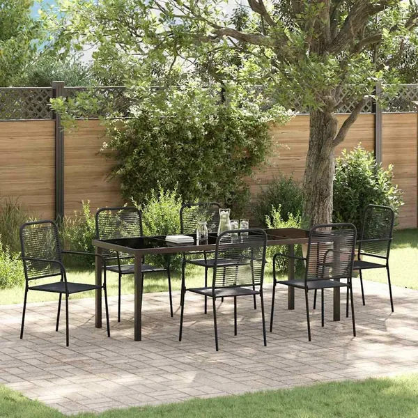 Ensemble de salle à manger pour jardin 7 pcs Noir