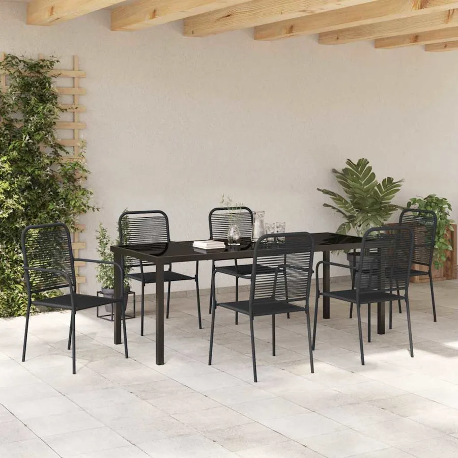 Ensemble de salle à manger pour jardin 7 pcs Noir - 4