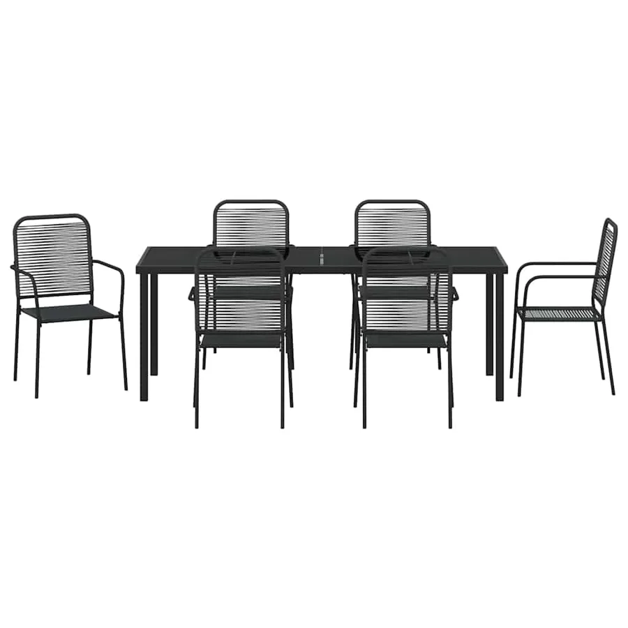 Ensemble de salle à manger pour jardin 7 pcs Noir - 7