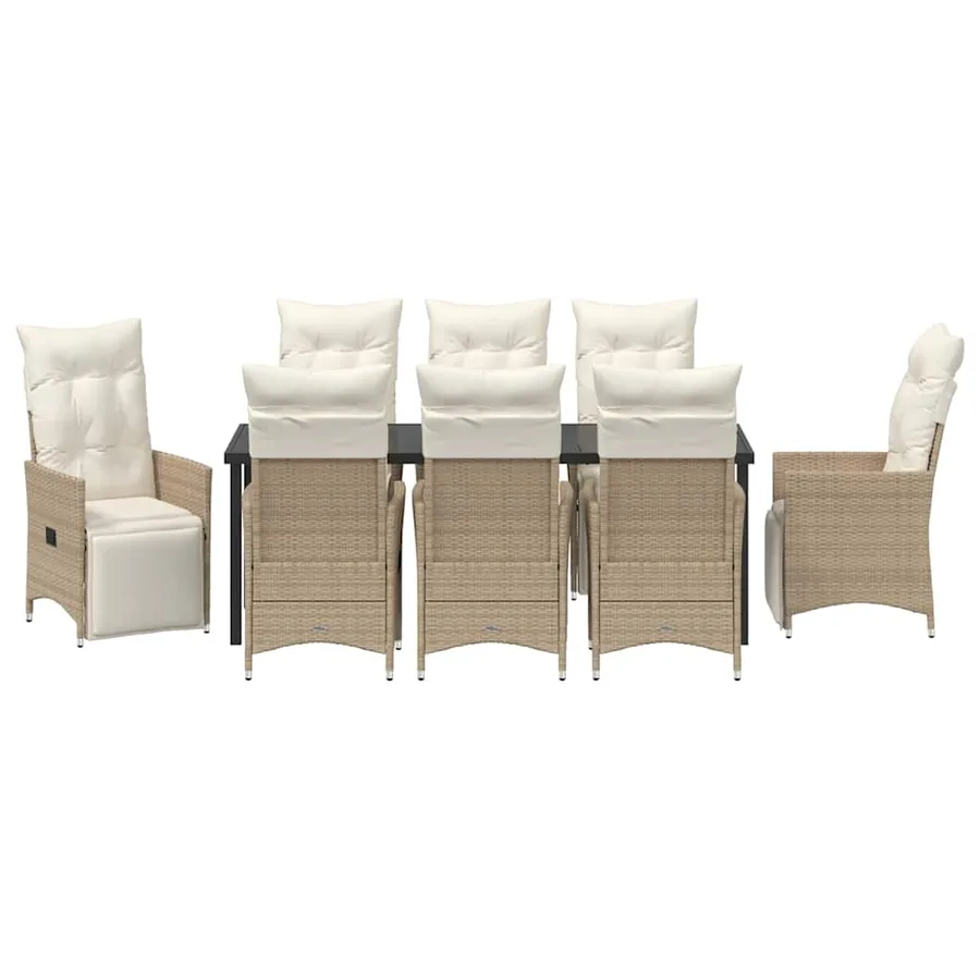 Ensemble de salle à manger pour jardin 9 pcs Beige polyrotin - 7