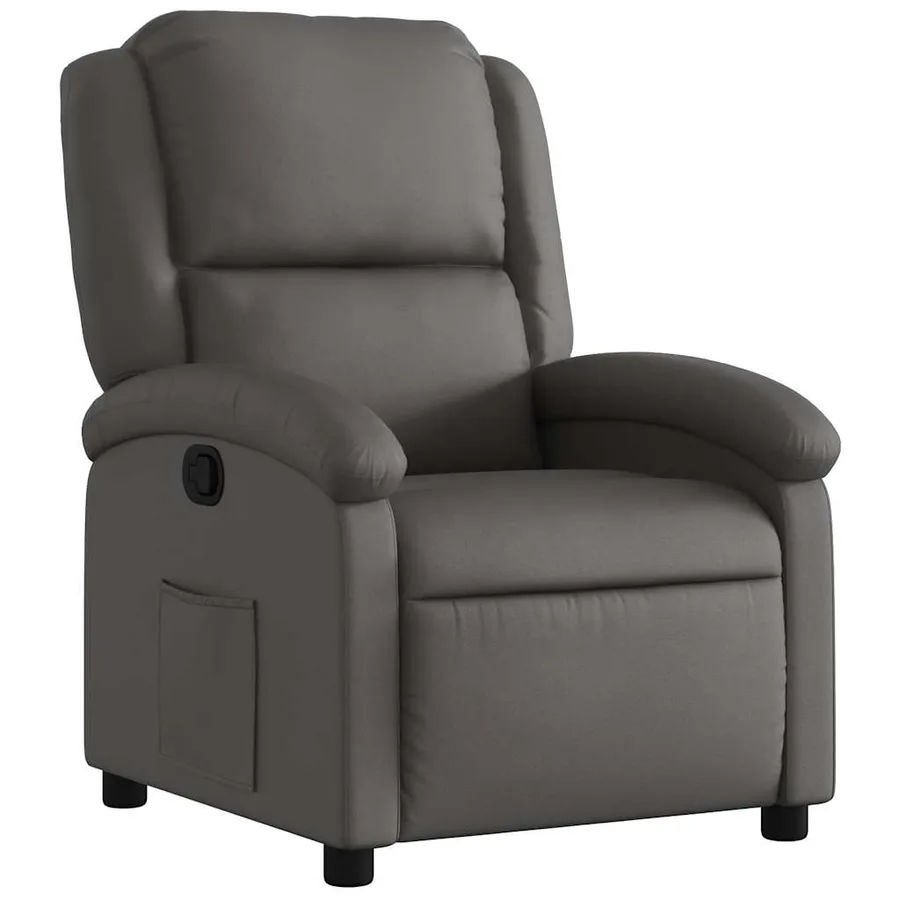 Fauteuil inclinable gris cuir véritable - 2