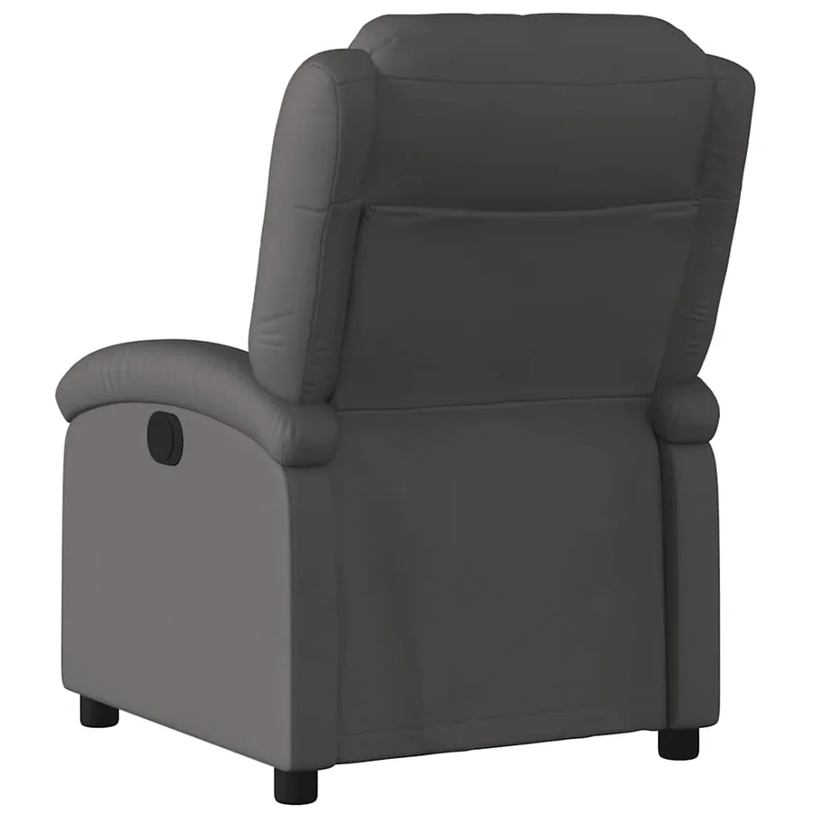 Fauteuil inclinable gris cuir véritable - 4