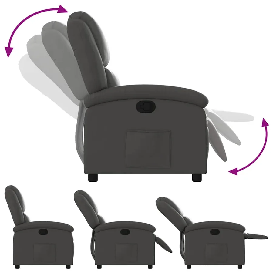 Fauteuil inclinable gris cuir véritable - 5