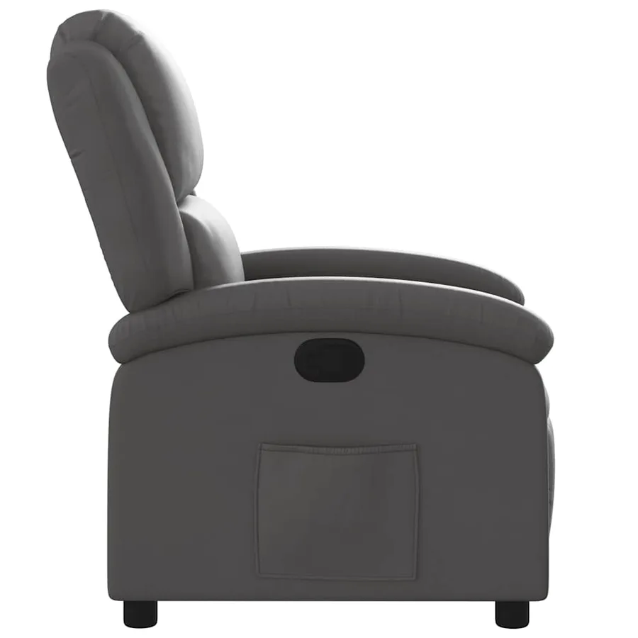 Fauteuil inclinable gris cuir véritable - 8