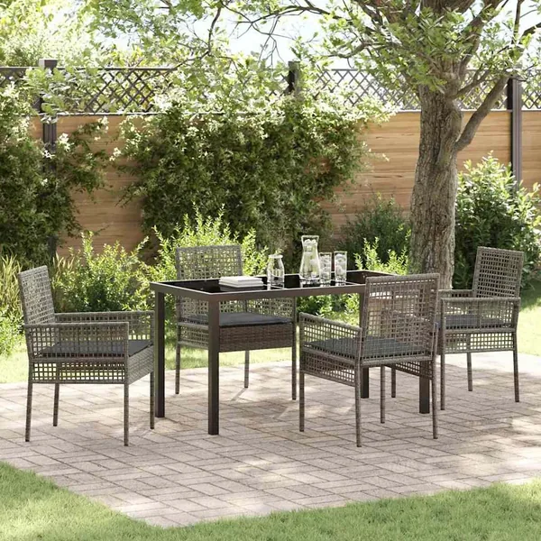 Ensemble de salle à manger pour jardin 5 pcs Gris polyrotin