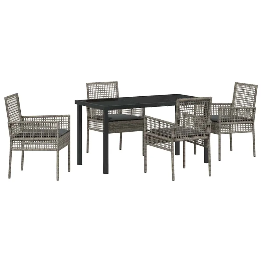 Ensemble de salle à manger pour jardin 5 pcs Gris polyrotin - 2