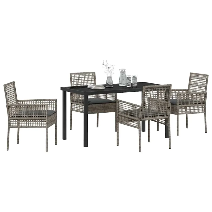 Ensemble de salle à manger pour jardin 5 pcs Gris polyrotin - 3