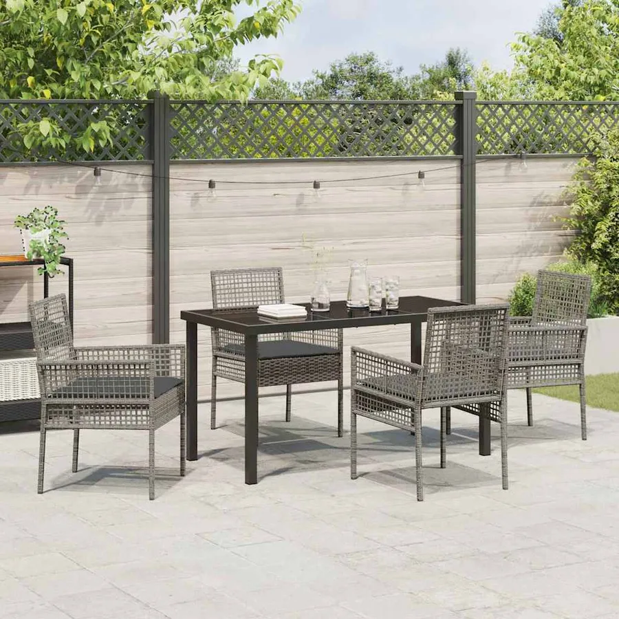 Ensemble de salle à manger pour jardin 5 pcs Gris polyrotin - 4