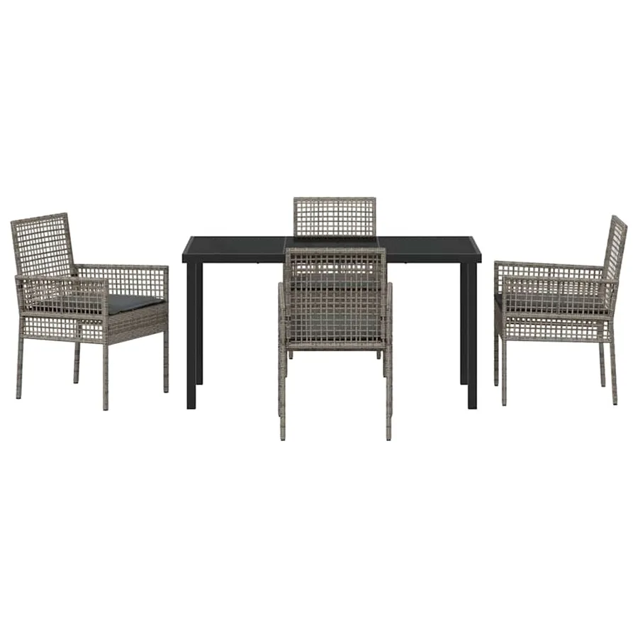 Ensemble de salle à manger pour jardin 5 pcs Gris polyrotin - 7