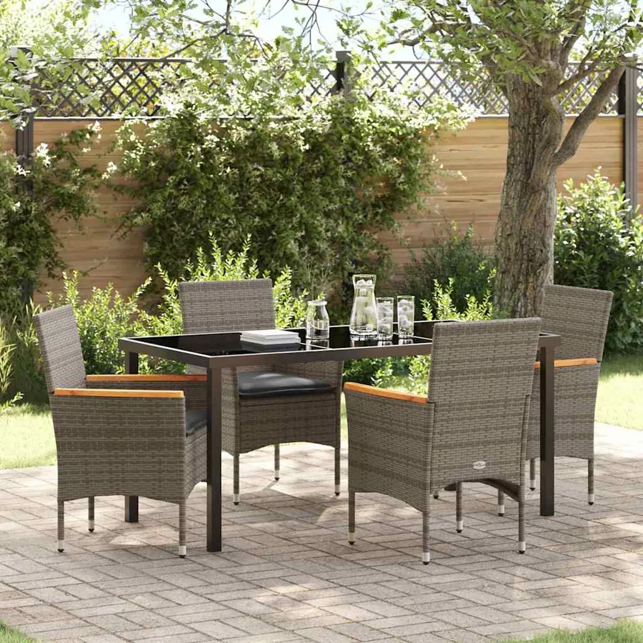 Ensemble de salle à manger pour jardin 5 pcs Gris polyrotin