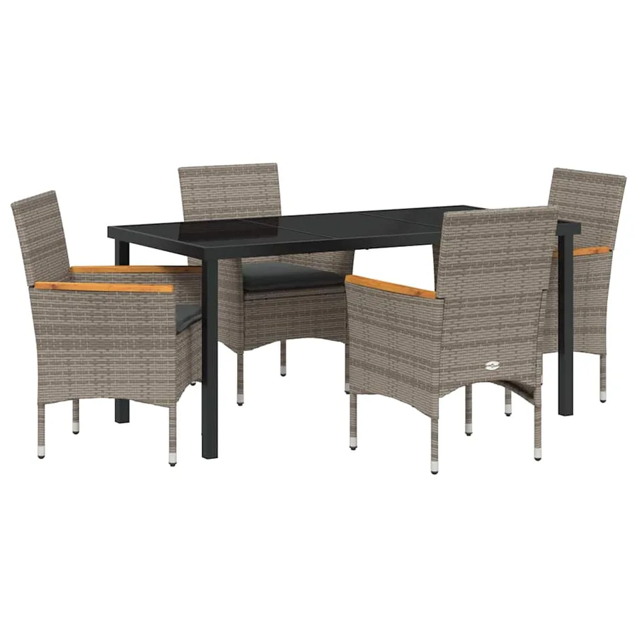 Ensemble de salle à manger pour jardin 5 pcs Gris polyrotin - 2