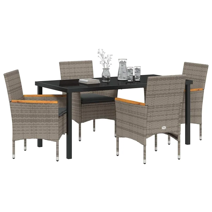 Ensemble de salle à manger pour jardin 5 pcs Gris polyrotin - 3