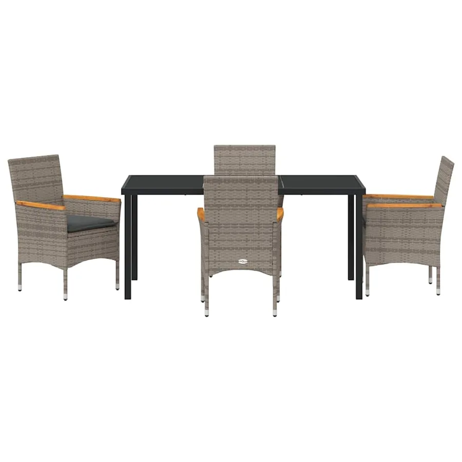 Ensemble de salle à manger pour jardin 5 pcs Gris polyrotin - 7