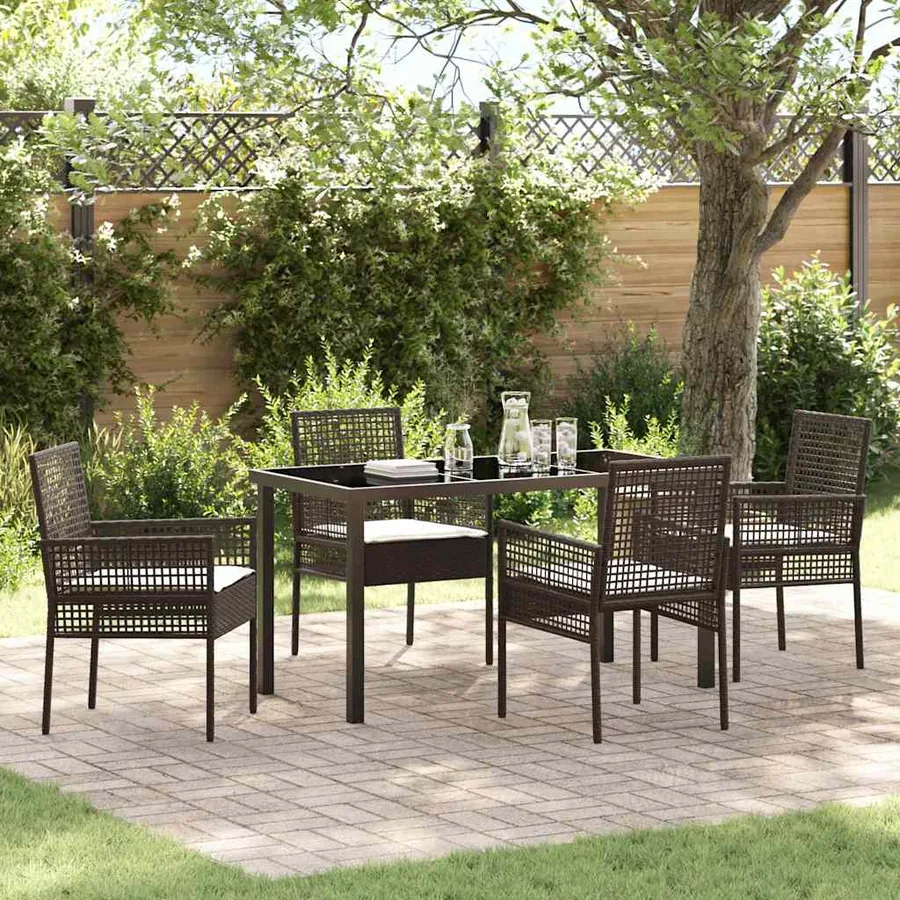 Ensemble de salle à manger pour jardin 5 pcs Marron polyrotin