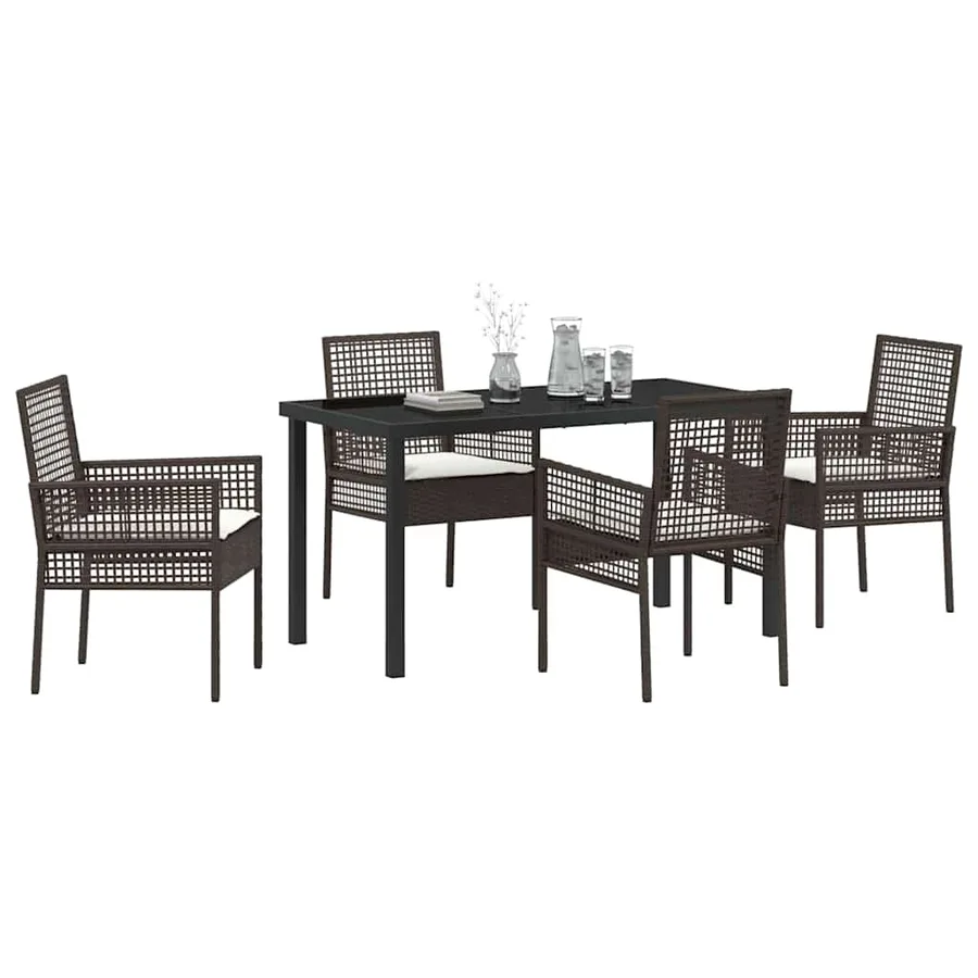 Ensemble de salle à manger pour jardin 5 pcs Marron polyrotin - 3