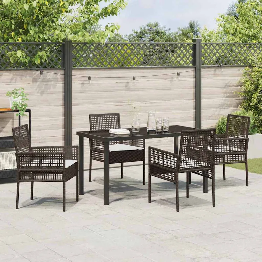Ensemble de salle à manger pour jardin 5 pcs Marron polyrotin - 4