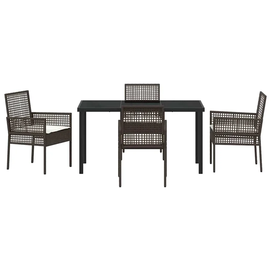 Ensemble de salle à manger pour jardin 5 pcs Marron polyrotin - 7