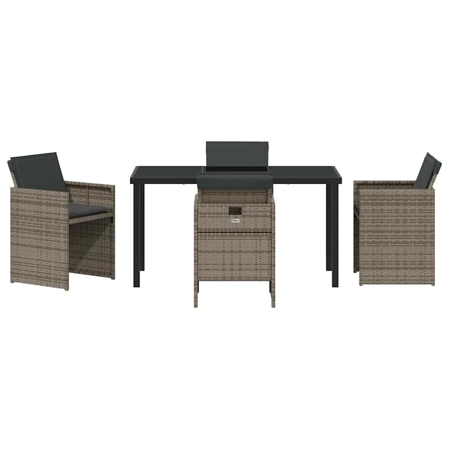 Ensemble de salle à manger pour jardin 5 pcs Gris polyrotin - 7