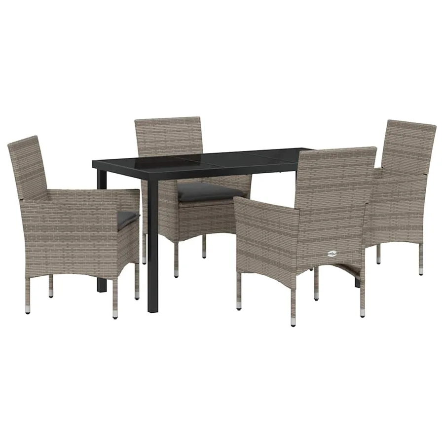 Ensemble de salle à manger pour jardin 5 pcs Gris polyrotin - 2