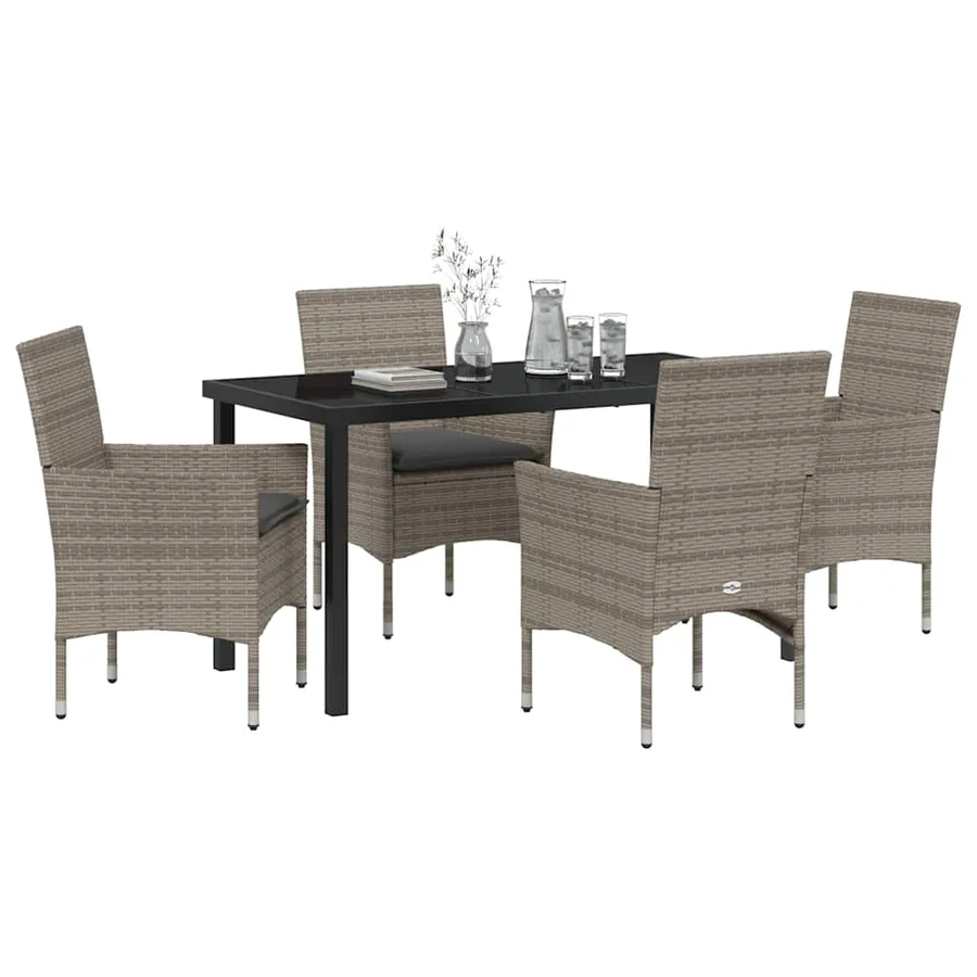 Ensemble de salle à manger pour jardin 5 pcs Gris polyrotin - 3
