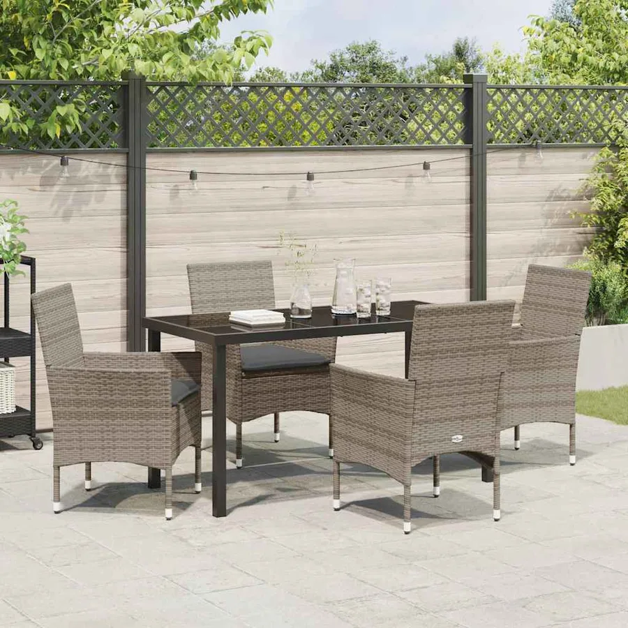 Ensemble de salle à manger pour jardin 5 pcs Gris polyrotin - 4